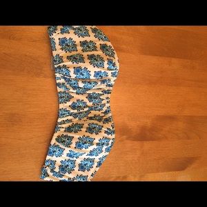 Blue and White Strapless Bikini Top from JCrew