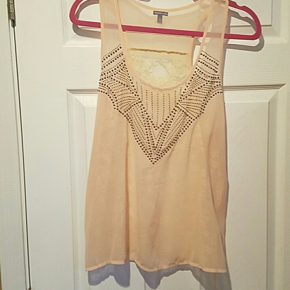 Sheer tank top with embellishments