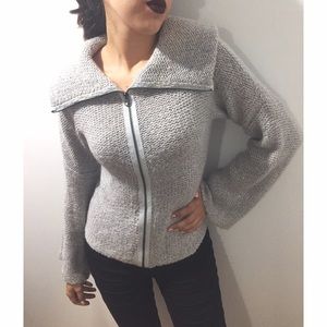 Armani Knit Zip Up Turtleneck Sweater