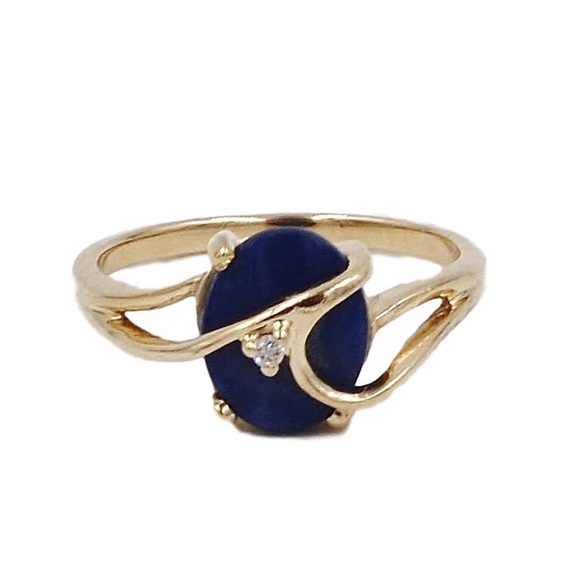 Beautiful 14K Gold Sapphire, Diamond Ring - Picture 2 of 4