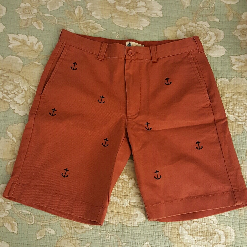 J. Crew Nantucket Burnt Orange Red Anchor Shorts