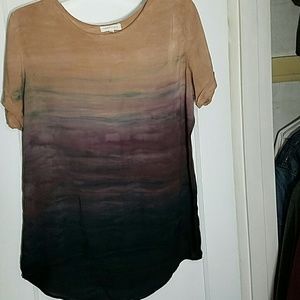 Earth tone fade in chiffon top