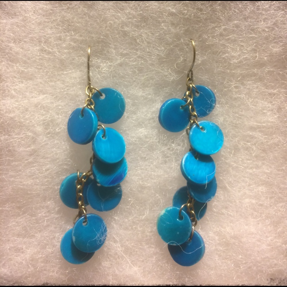 Blue painted shell earrings