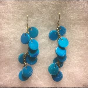 Blue painted shell earrings