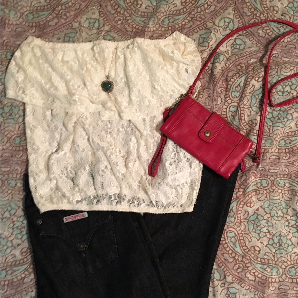 White lace tube top forever 21