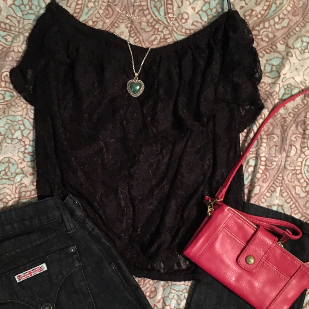 Black lace tube top forever 21