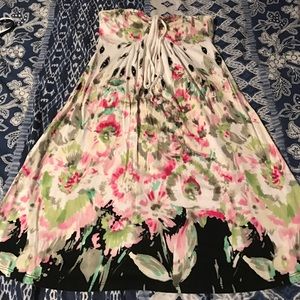 Strapless floral print dress