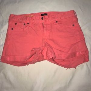 coral pink jean shorts J. Crew