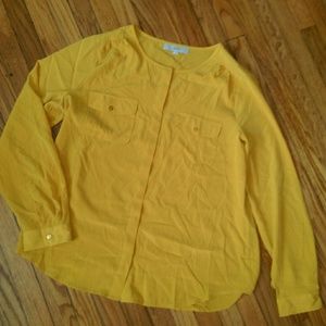 Ann Taylor Loft Large Yellow Button Down Blouse