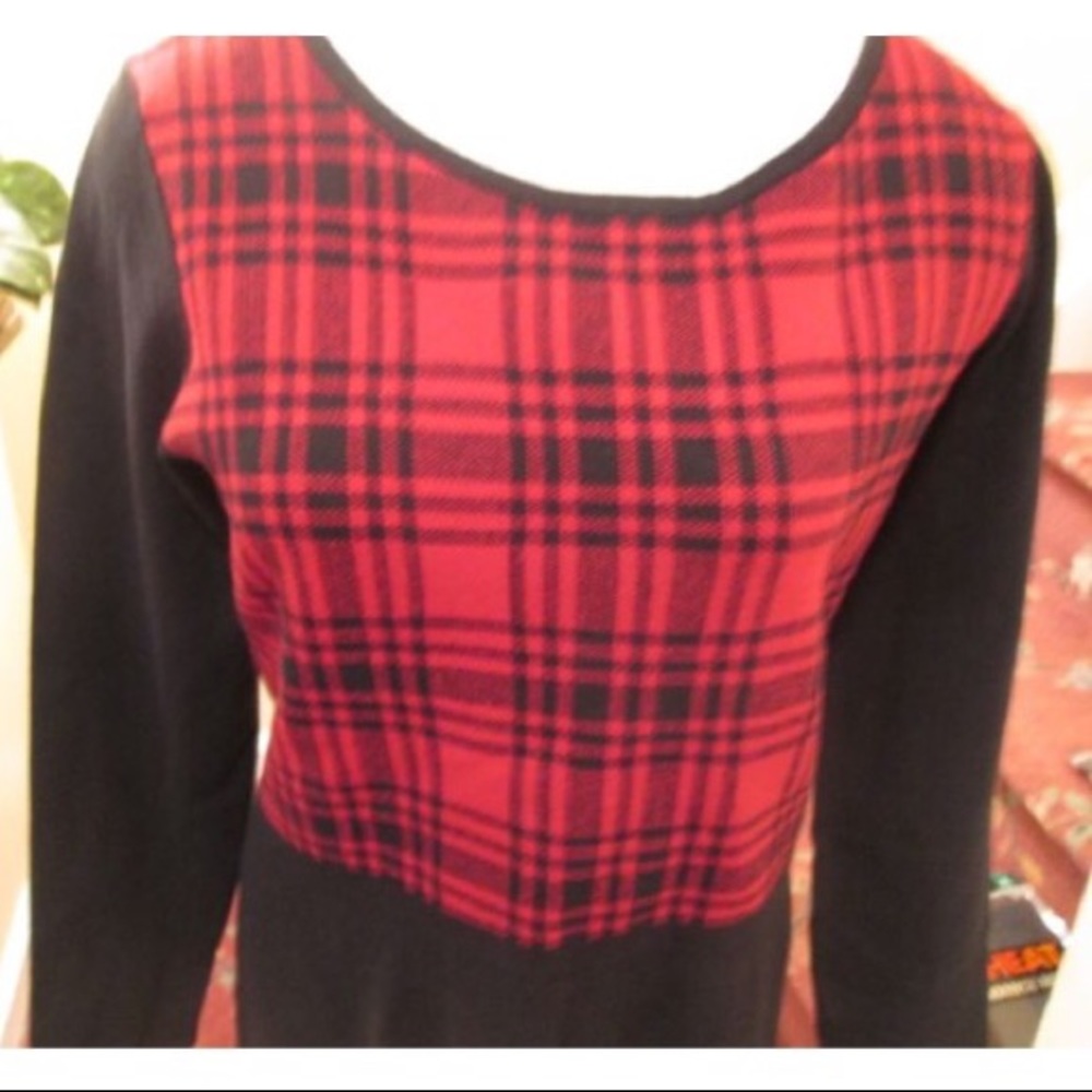 ⬇️Ralph Lauren Chaps Black/Red Sweater Dress Sz L