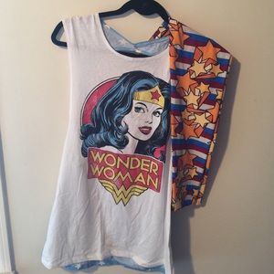 LuLaRoe OS Star Leggings Wonder Woman Tank Top