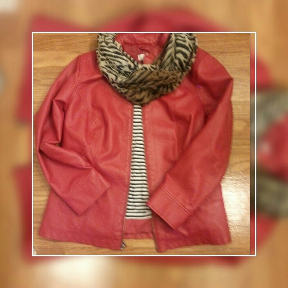 CJ Banks Red Leather Jacket