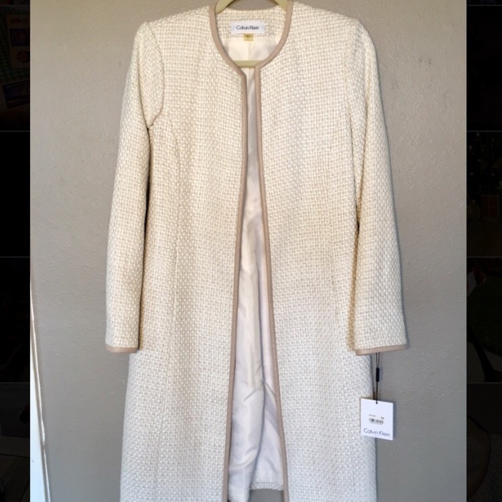 Calvin Klein ivory knee length coat