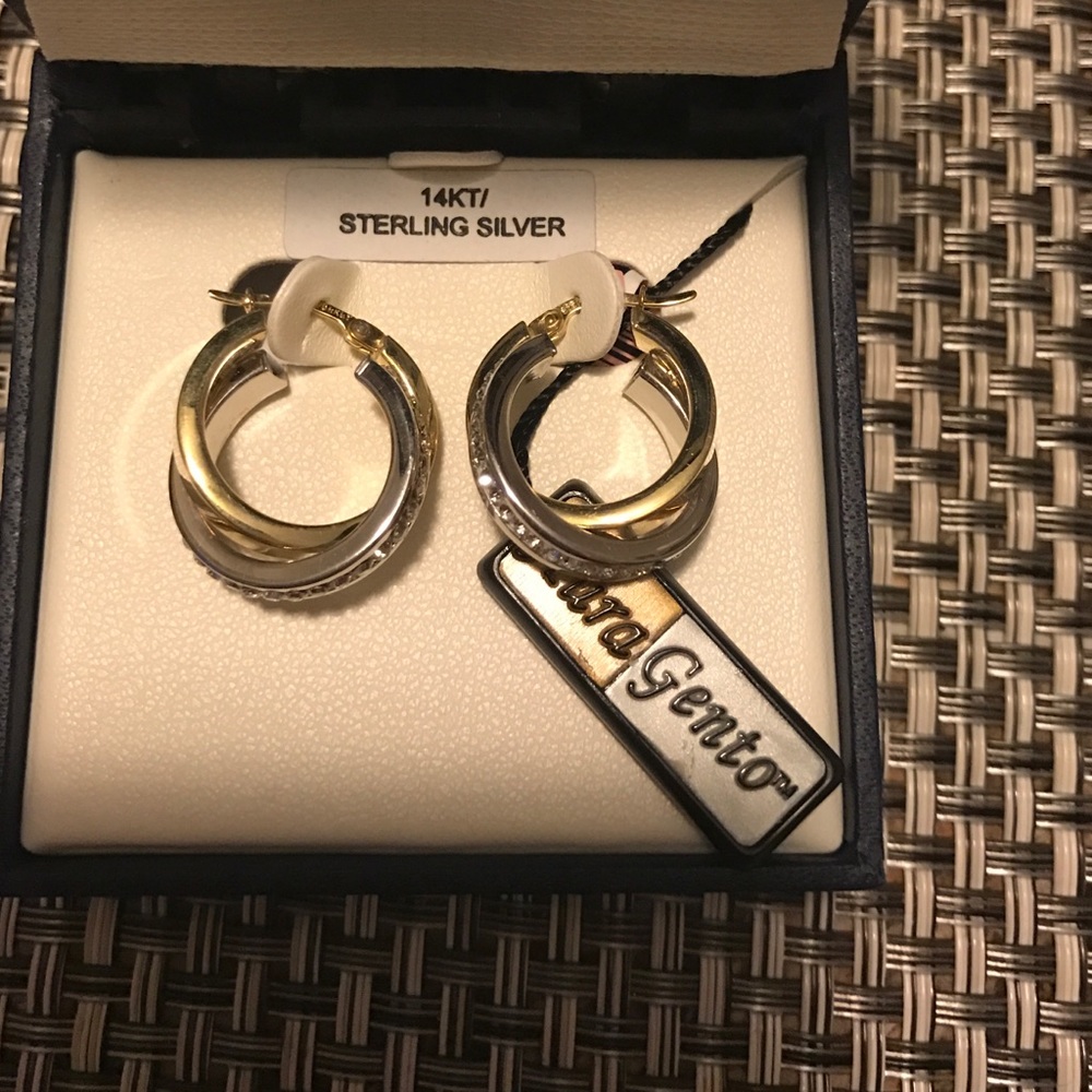 14kt/sterling silver hoops NWT