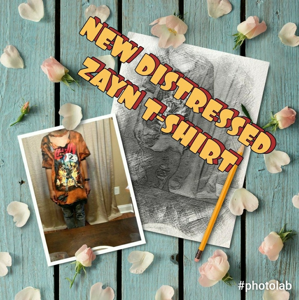 NEW ZAYN DISTRESSED AND RIPPED T-SHIRT SIZE LARGE