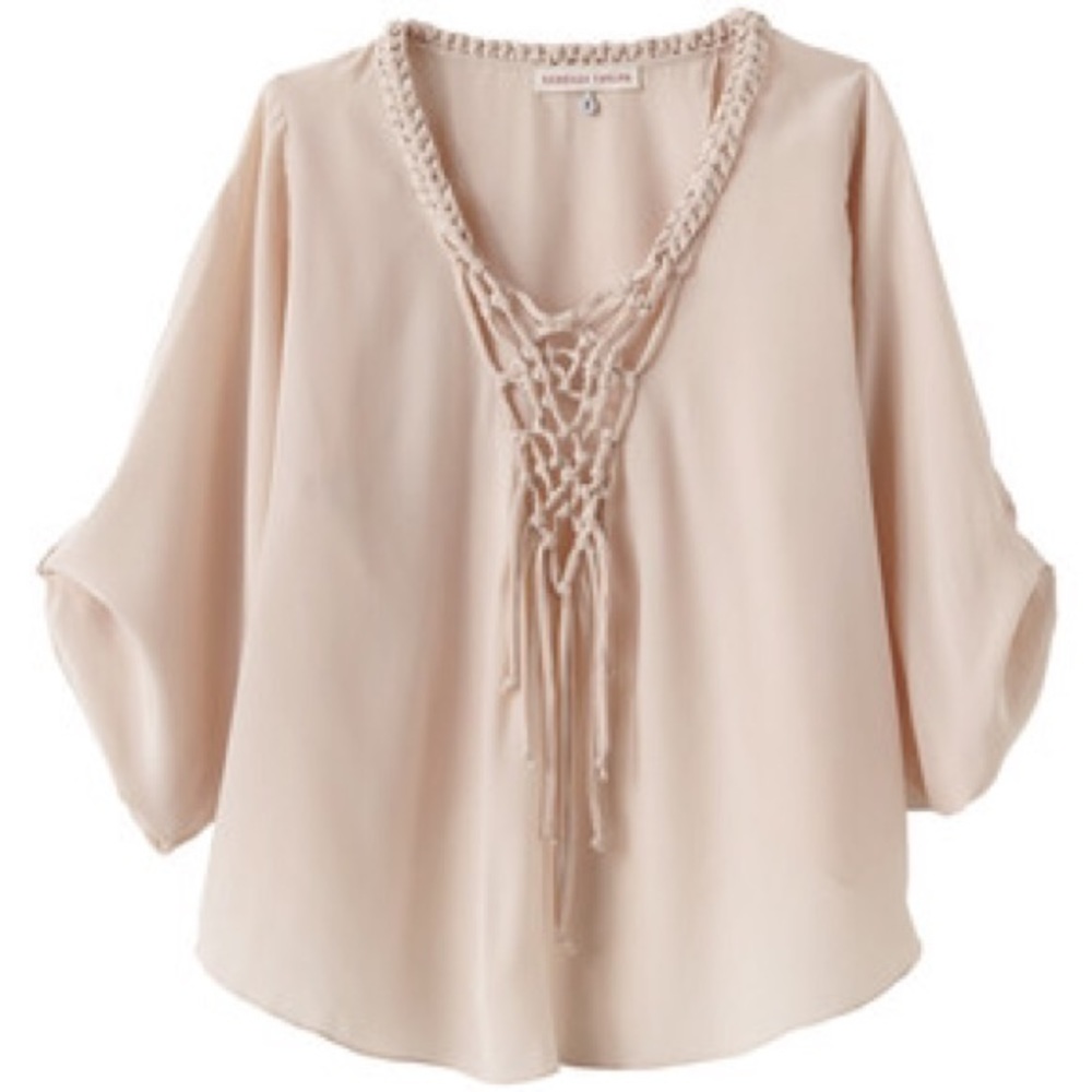 Rebecca Taylor macrame blouse shell pink 2