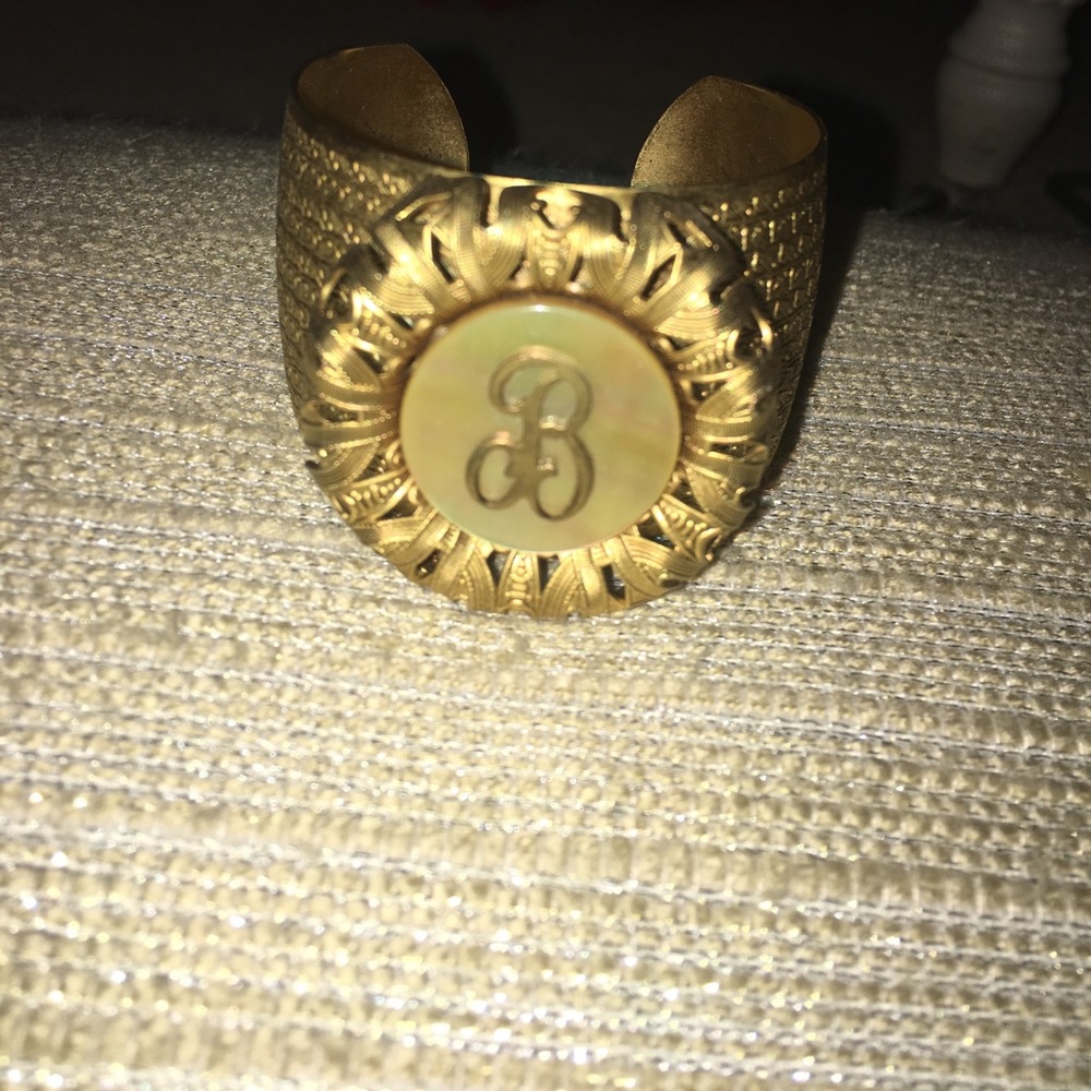 Anthropologie Gold "B" cuff