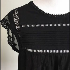 Meadow Rue Anthropologie Black Lace Top Small