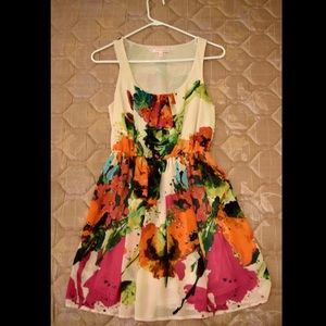 Floral watercolor print mini dress
