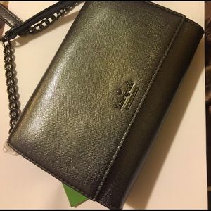 New Authentic Kate Spade Metallic Gray Cross-Body