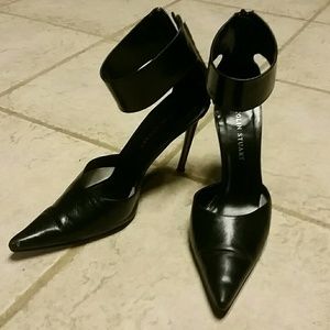 Colin Stuart leather ankle zipper heels