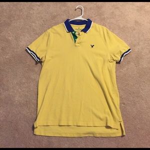 American eagle yellow polo shirt men's large