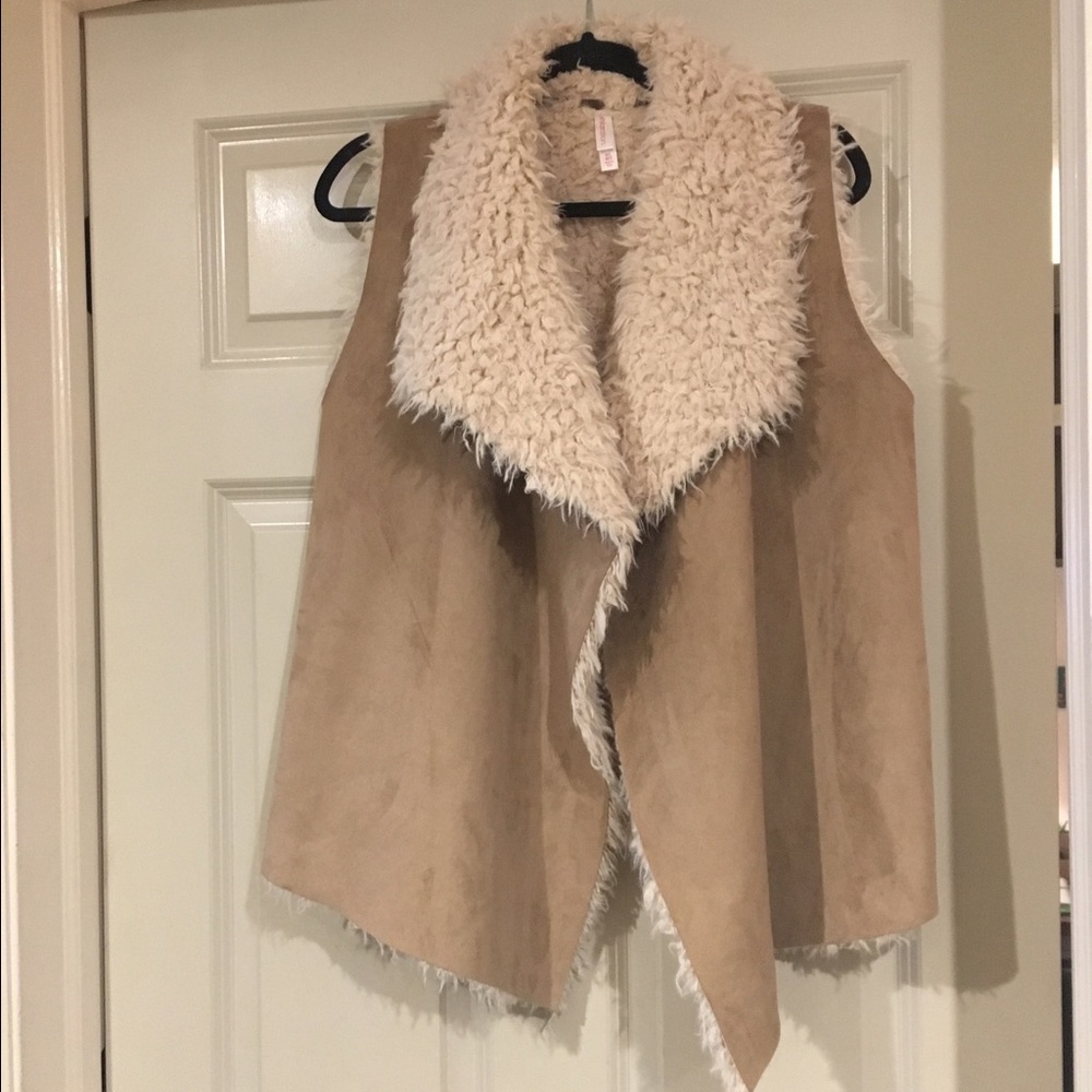 Suede and Faux Fur Vest