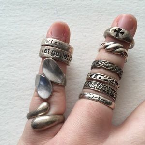 Lot-Bundle of Sterling Silver 925 Rings Sizes 6-10