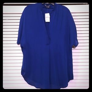 Vince V-Neck Cap Sleeve Silk Blouse