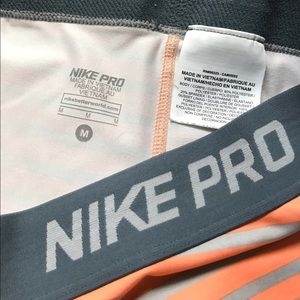 Nike Pro Spandex Orange and Gray Stripes