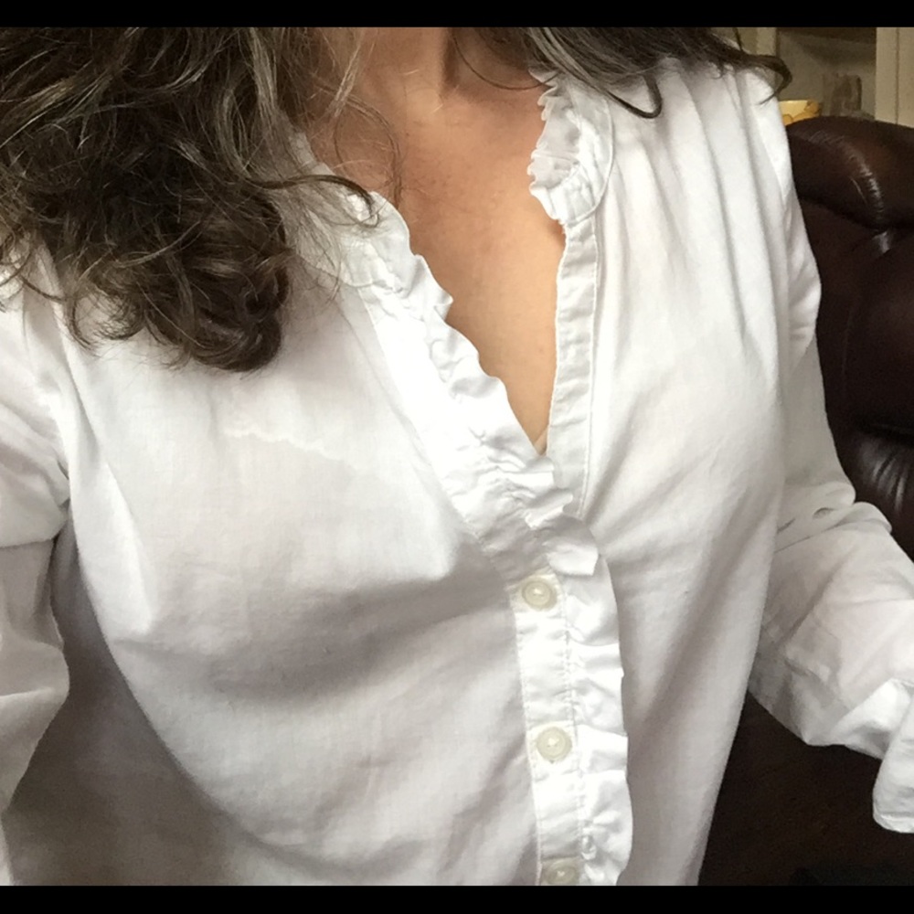 Classic White Blouse With Ruffle Collar