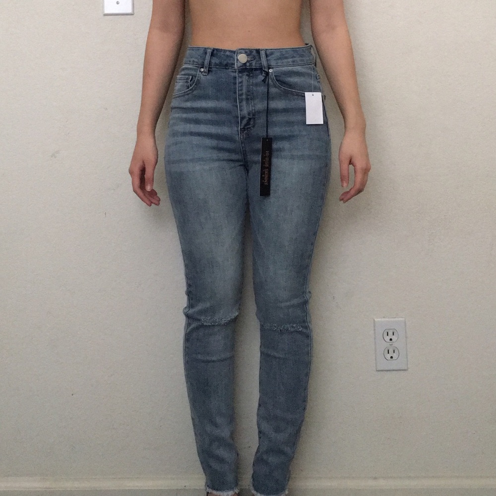 High Rise Destroyed Skinny Jeans