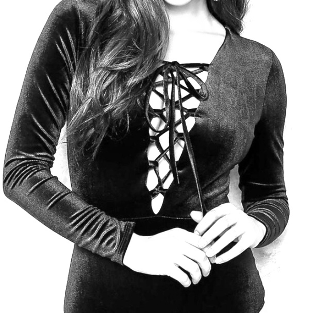 Velvet Lace up bodysuit