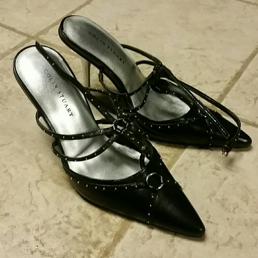 Colin Stuart leather ankle strap heels