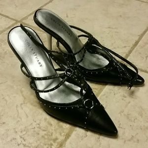 Colin Stuart leather ankle strap heels