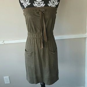XS Banana Republic green olive strapless dress