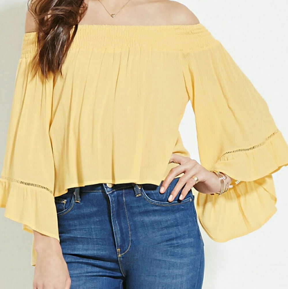 New Crinkled Gauze Off the Shoulder Swing Top NWT