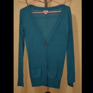 Turquoise blue button up soft cardigan