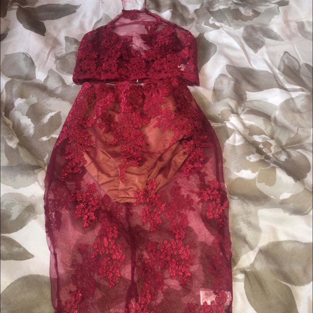 Sheer floral two piece