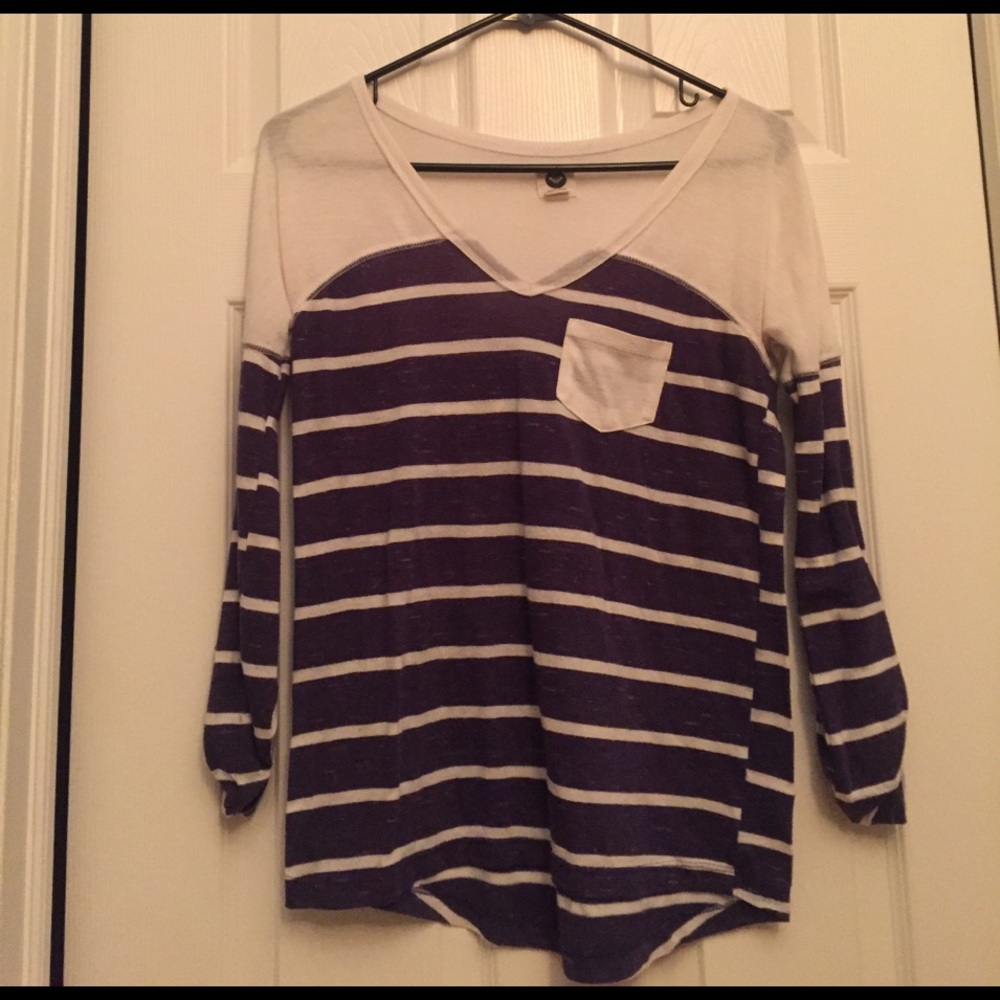 Purple and white striped shirt