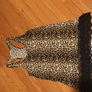 Racer back leopard tunic with lace bottom