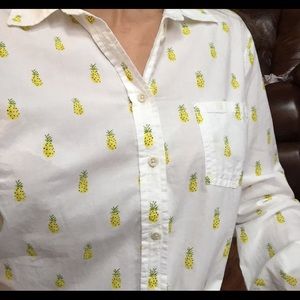 Long sleeve button up with cute pineapple print