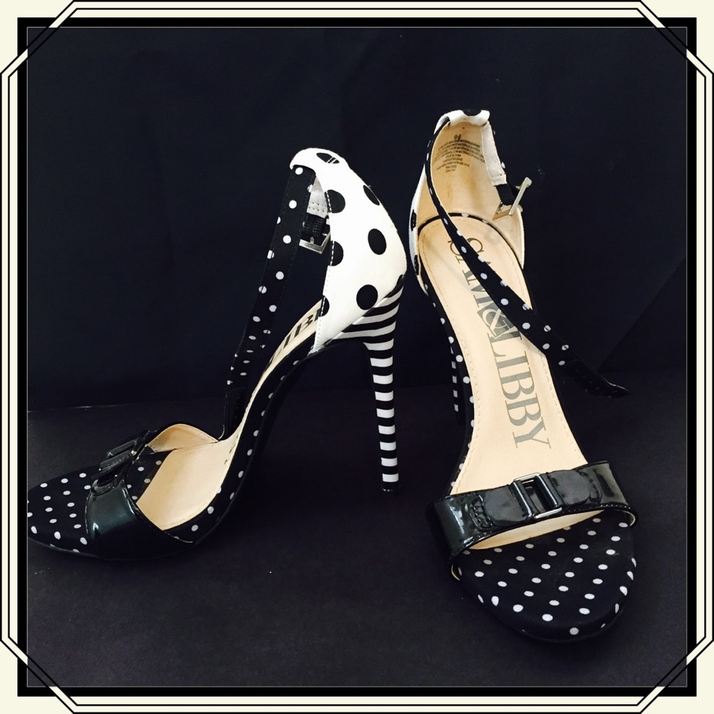 Sam and Libby's white and black patterned heels