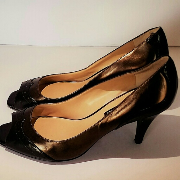 Bandolino Bronze Open Toe Heels (Size 9 1/2M) - Picture 2 of 5