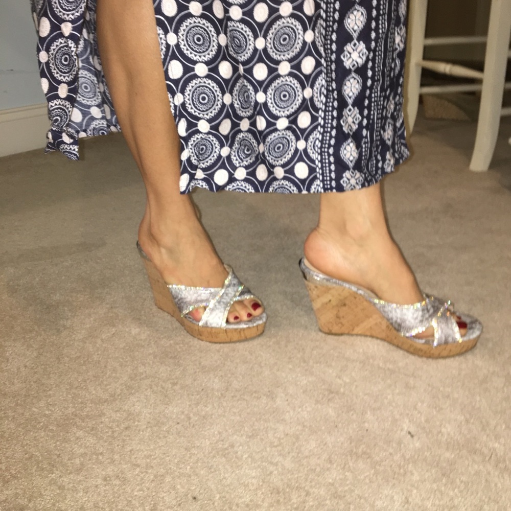 Guess slip on sparkly wedges