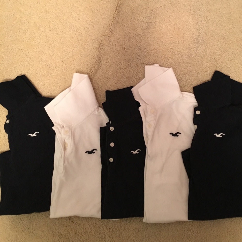 Polos white and navy. 5 polos for $25!!!!!😜