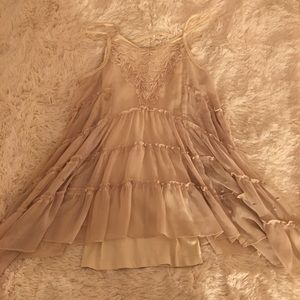 Free People sheer boho dress plus cream slip