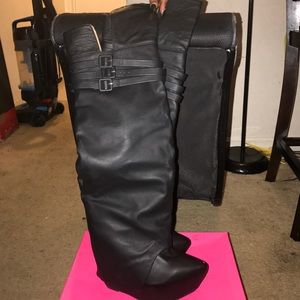 Jeffrey Campbell knee high wedge boots