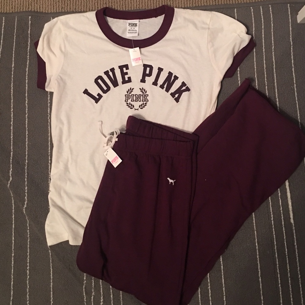 PINK boyfriend pant & ringer tee NWT