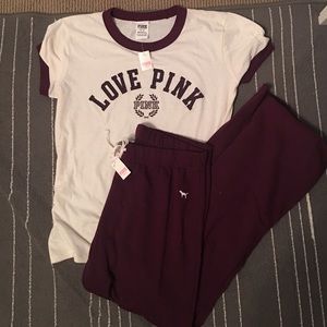 PINK boyfriend pant & ringer tee NWT
